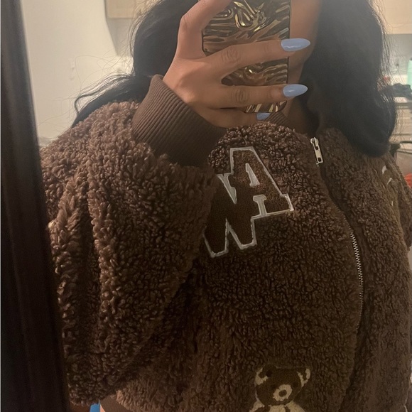 Brown Teddy Varsity Bomber - Picture 2 of 5